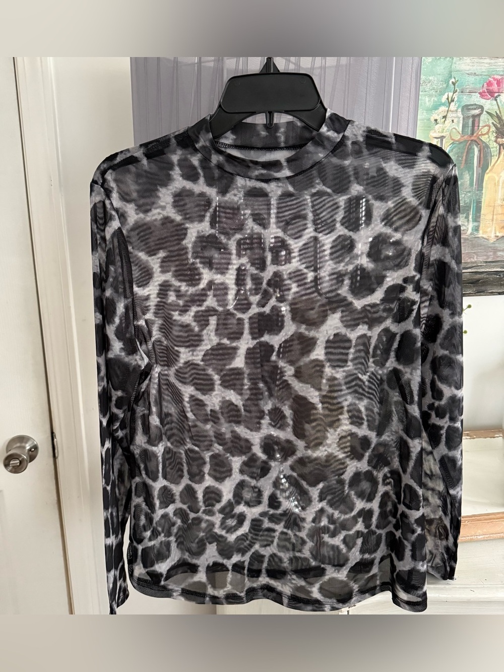 Sheer leopard layering top